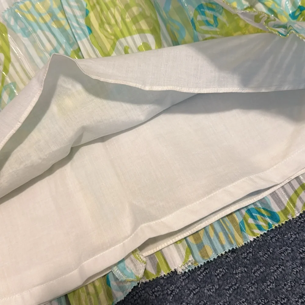 Lilly Pulitzer Green and Aqua Tiered Strapless Dress - Picture 3 of 6